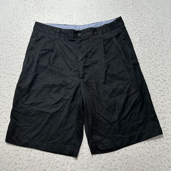 Montego Golf Men's 30 Pleated Chino Shorts Black 100% Polyester 9" Inseam - Picture 1 of 12